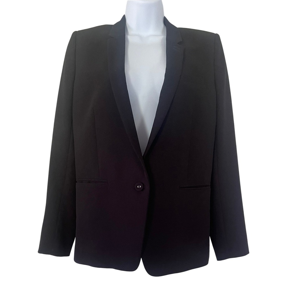 The Kooples Paris Womens Black Single Button Tuxedo Blazer Jacket Size 4